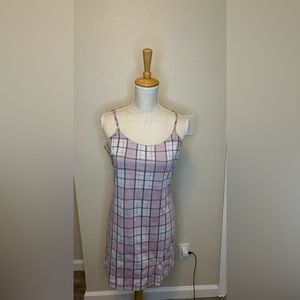 Pink and black plaid woman’s dress size small. From j for justify
